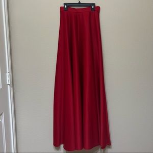 Windsor High Waisted Red Maxi A-Line Prom Skirt (Medium)